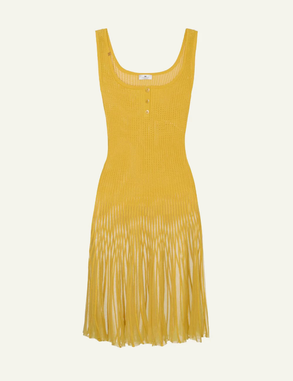 Elisabetta Franchi knit midi dress mustard yellow front view