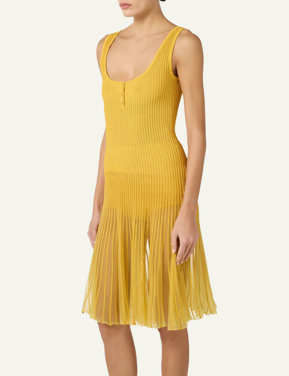Elisabetta Franchi knit midi dress mustard yellow side view