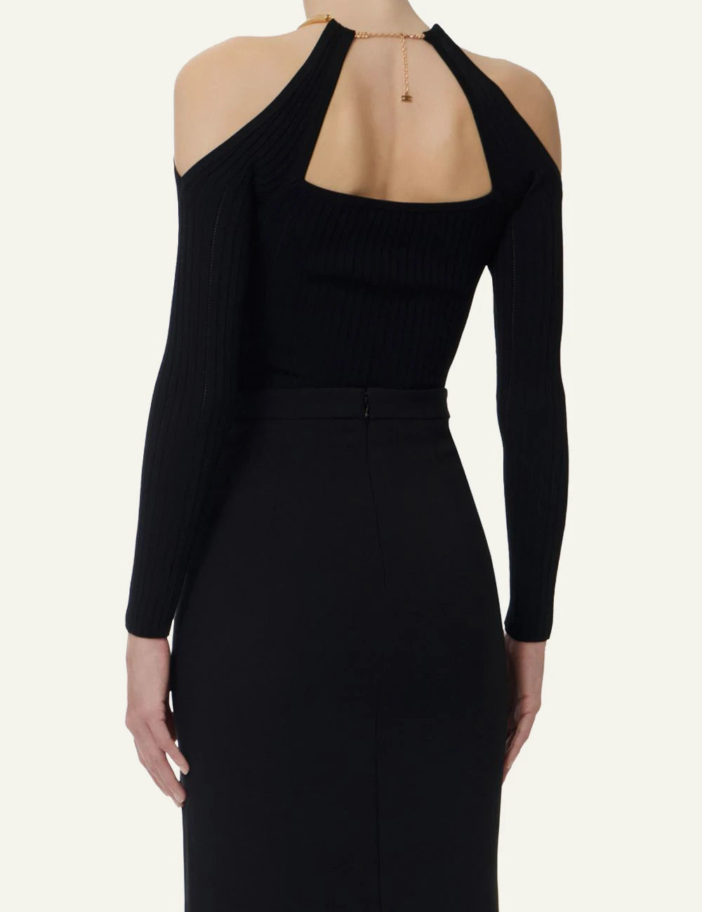 Elisabetta Franchi knit top black back open detail