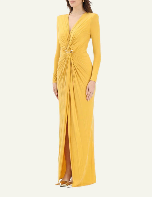Elisabetta Franchi maxi dress yellow front view
