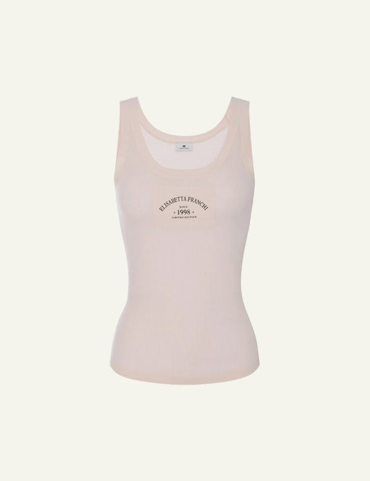 Elisabetta Franchi rib tank top nude product front view