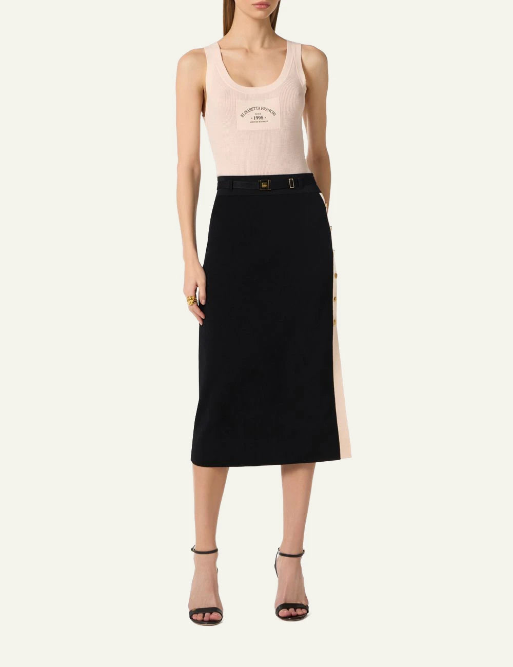 Elisabetta Franchi rib tank top nude worn full look