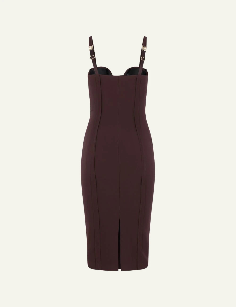 elisabetta franchi brown sweetheart midi dress panelled back