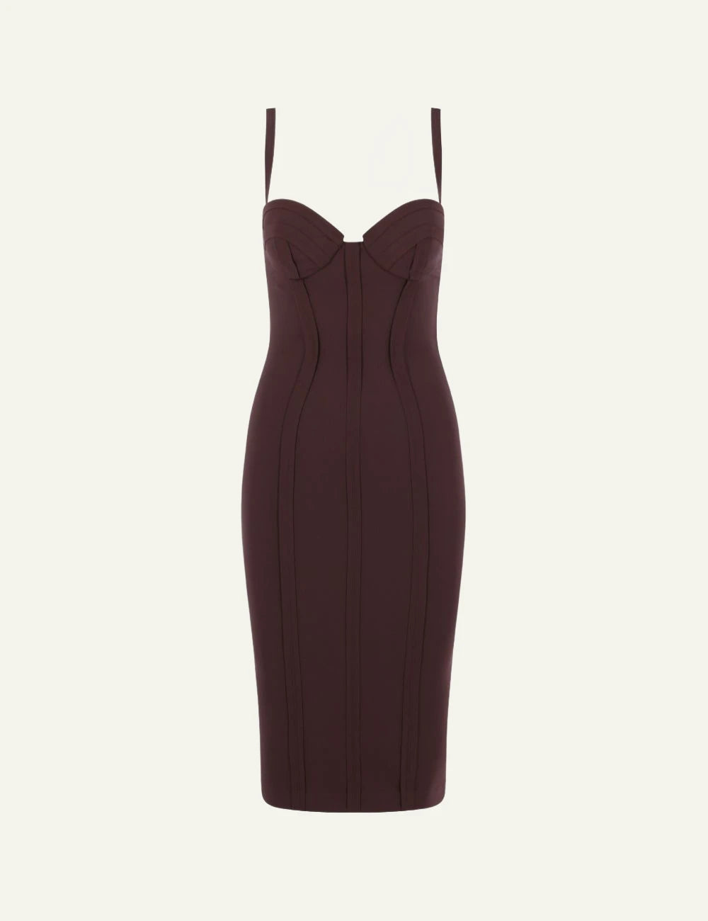 elisabetta franchi brown sweetheart midi dress panelled front