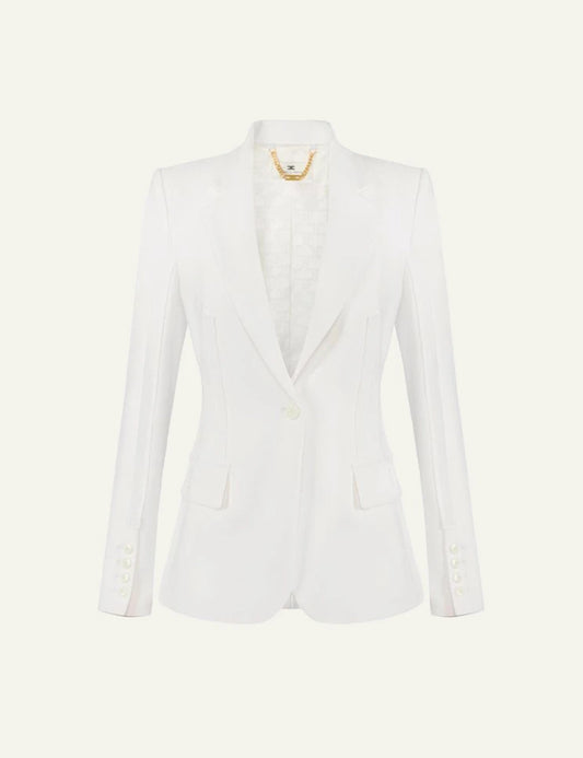 Elisabetta Franchi tailored blazer white front view
