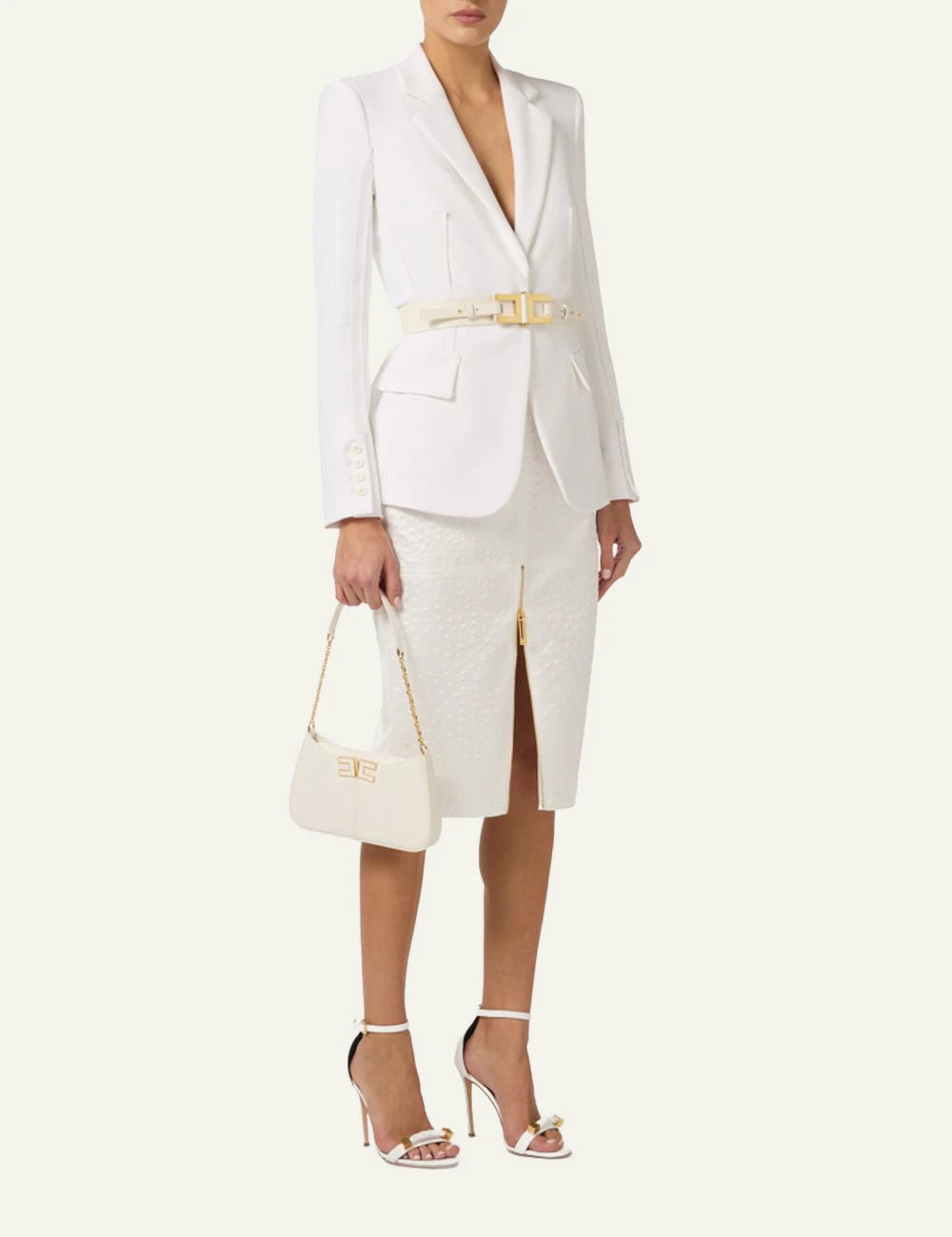 Elisabetta Franchi tailored blazer white worn look