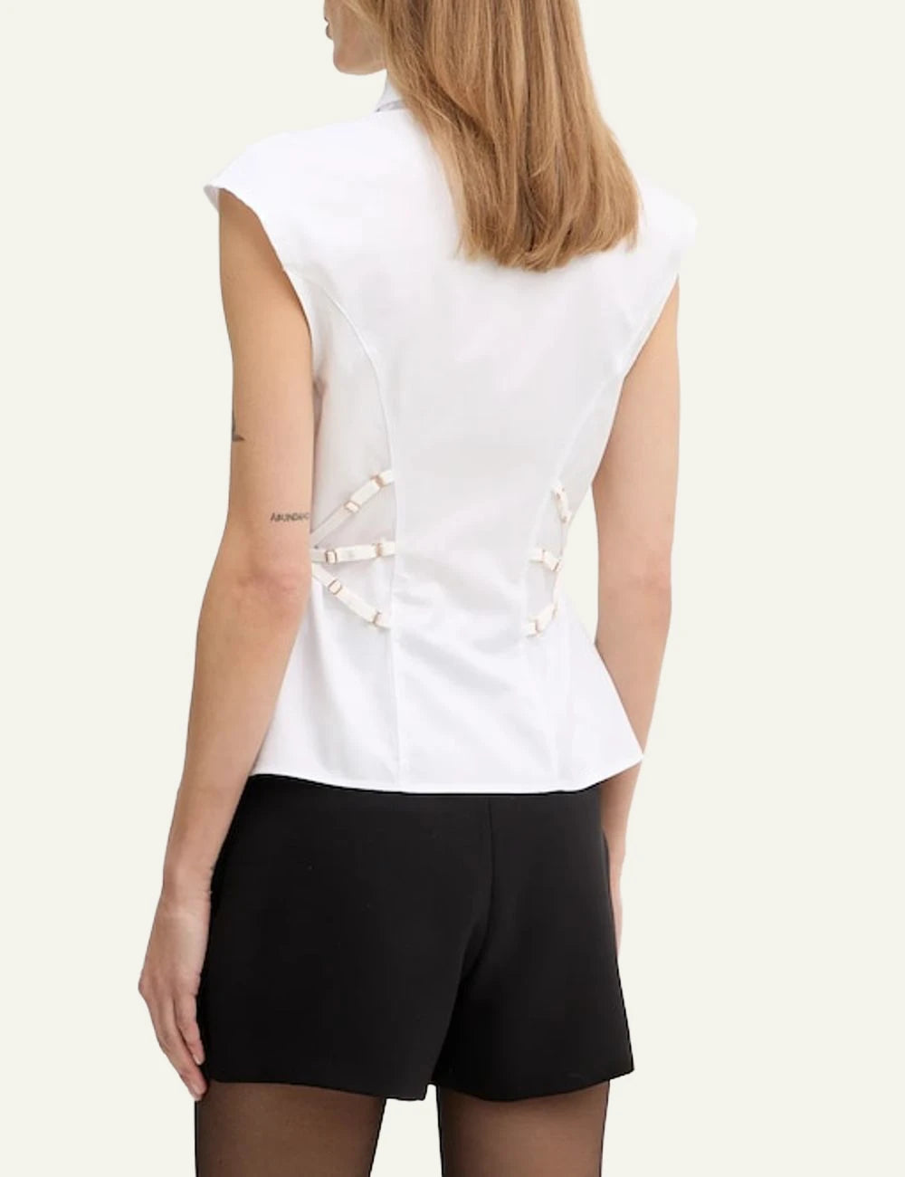 Elisabetta Franchi white sleeveless shirt back view