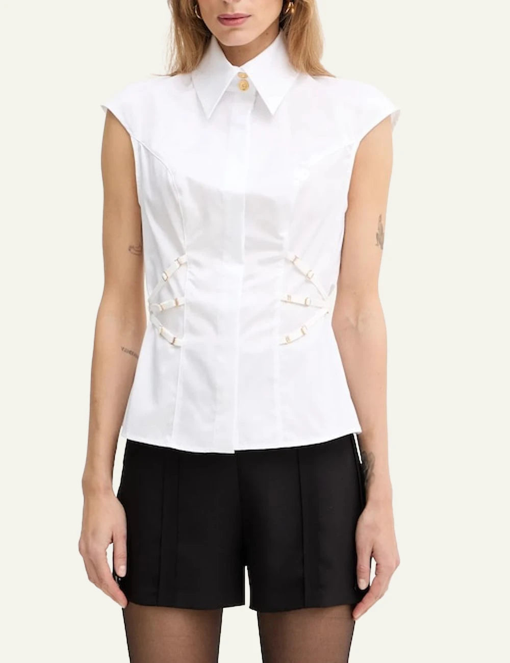 Elisabetta Franchi white sleeveless shirt front view