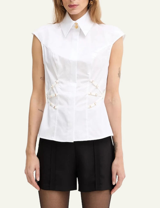 Elisabetta Franchi white sleeveless shirt front view