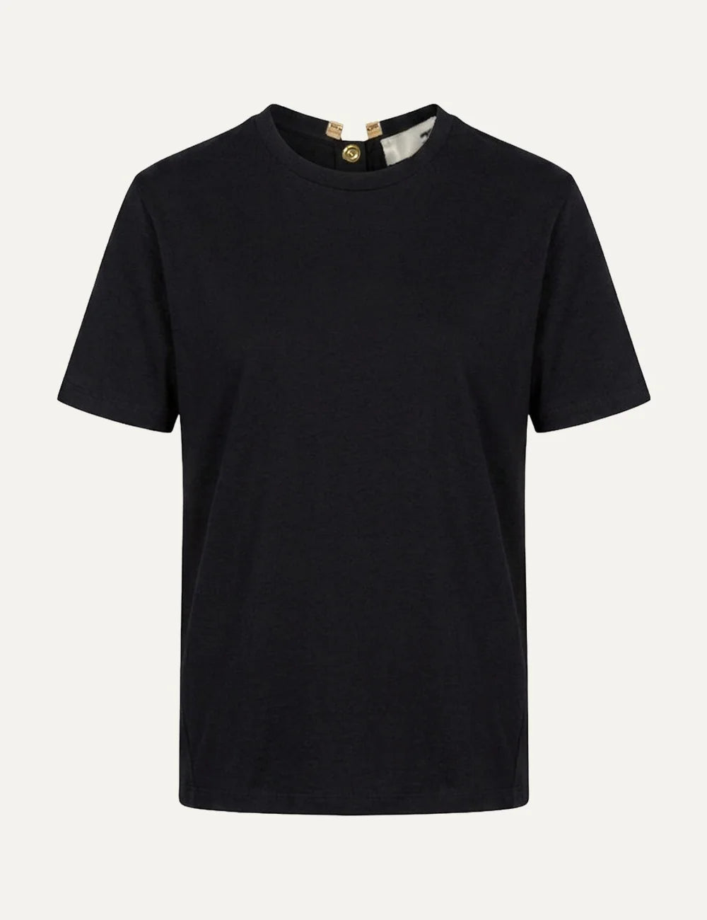 Elisabetta Franchi women's black cotton T-shirt with jewel buttons