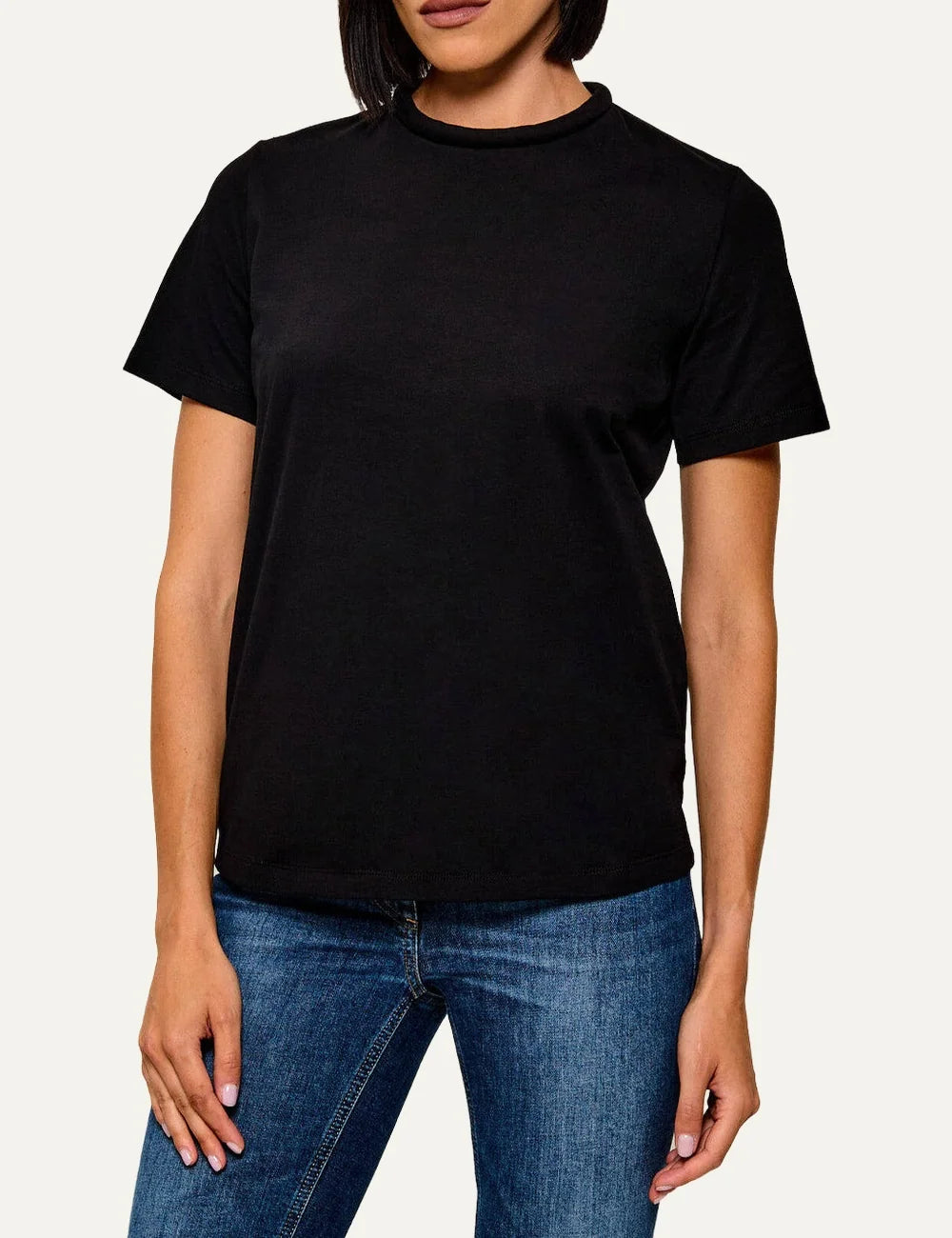 Elisabetta Franchi women's black cotton T-shirt with jewel buttons model
