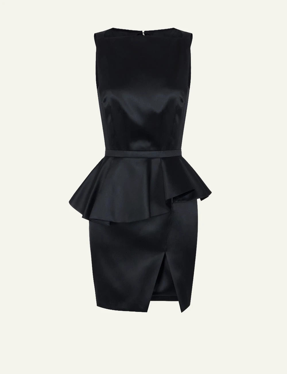  Elisabetta Franchi women's black gazar mini dress with asymmetric peplum detail