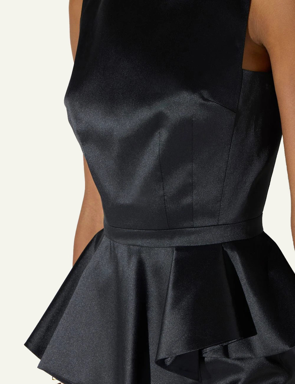  Elisabetta Franchi women's black gazar mini dress with asymmetric peplum detail detail