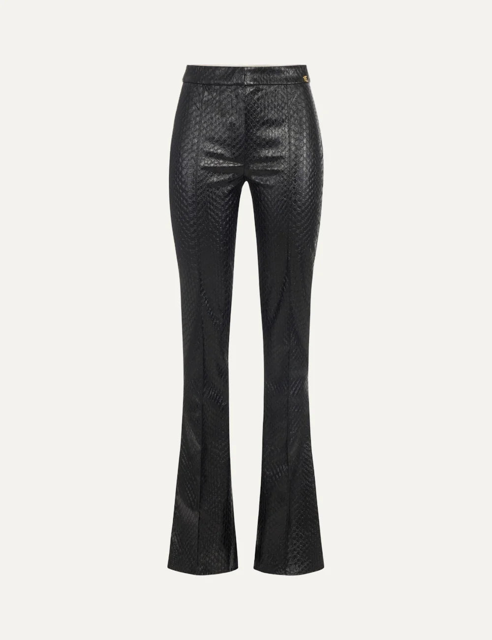Elisabetta Franchi women's black leather effect bootcut trousers