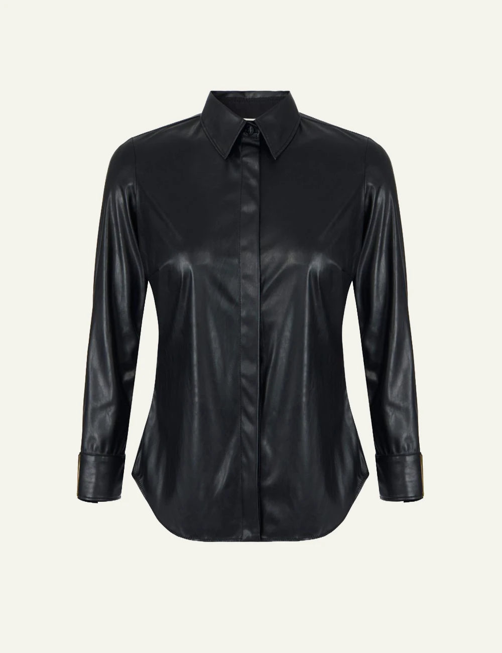 Elisabetta Franchi women's black leather-effect shirt with logo details