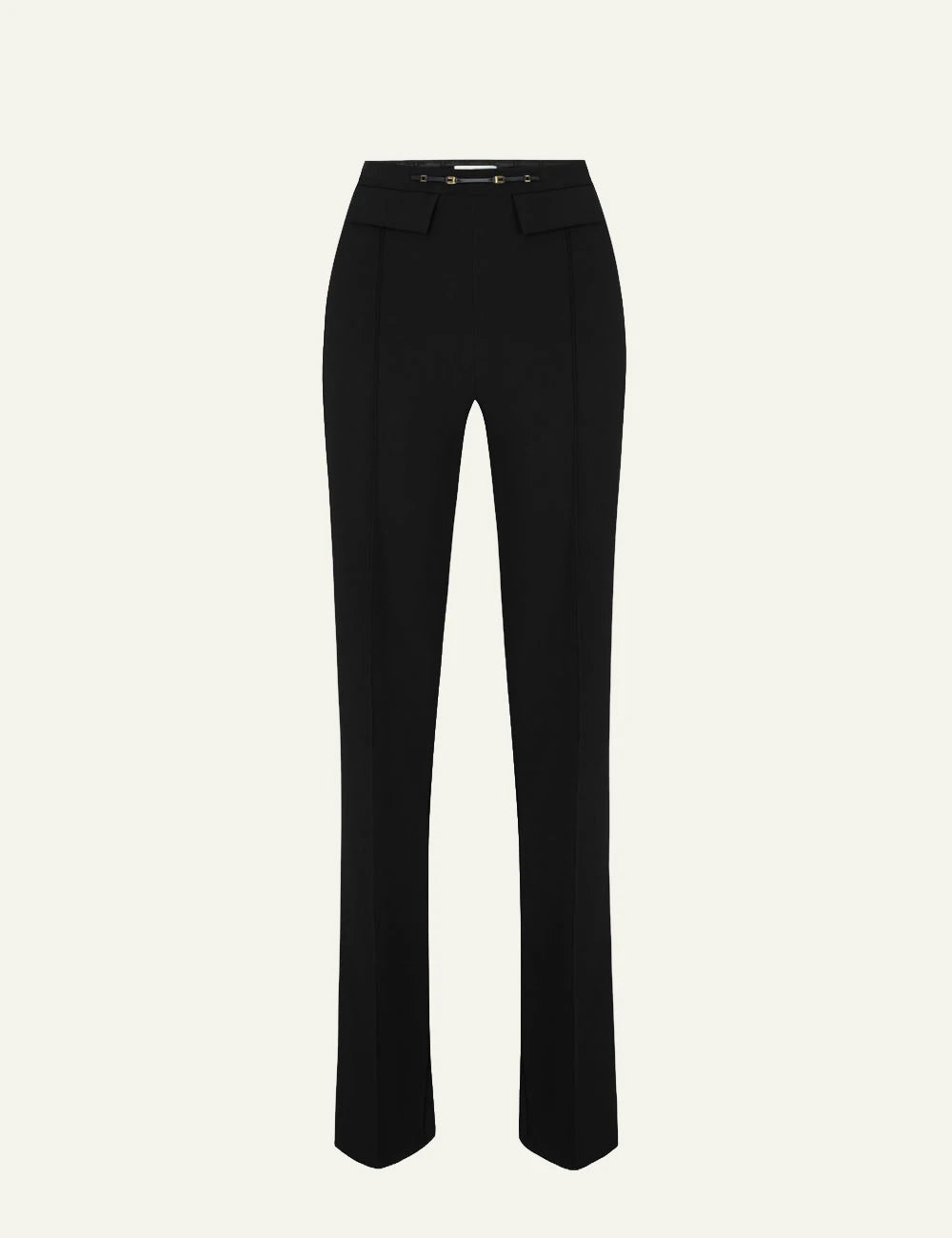 Women's Elisabetta Franchi black slim fit palazzo trousers with logo horsebit