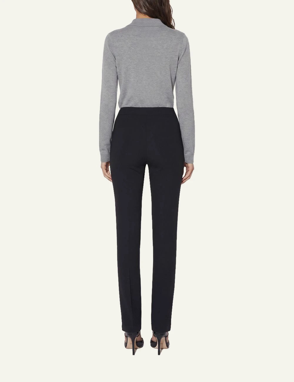 Women's Elisabetta Franchi black slim fit palazzo trousers with logo horsebit back