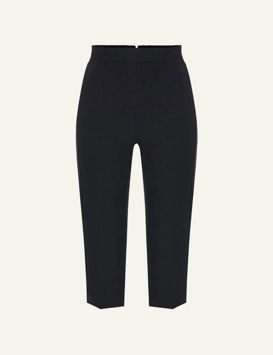 Women's Elisabetta Franchi black slim fit crepe trousers with satin side bands