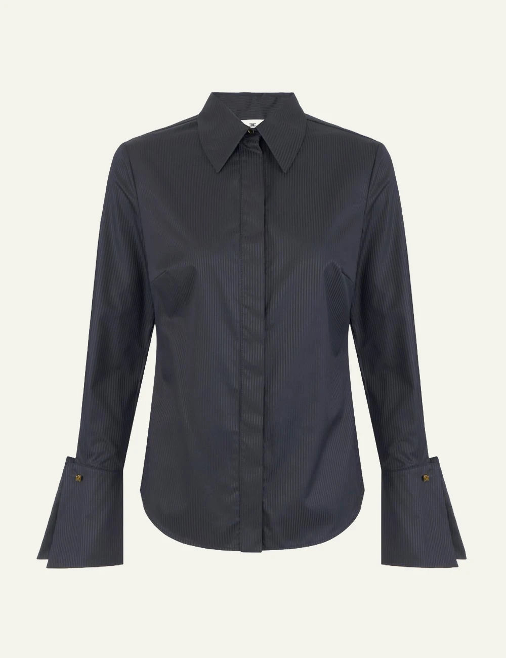 Women's Elisabetta Franchi black striped cotton shirt with oversized cuffs