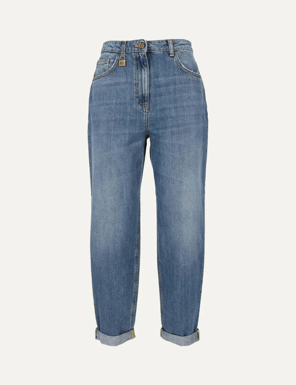Elisabetta Franchi women's blue high waist straight leg jeans