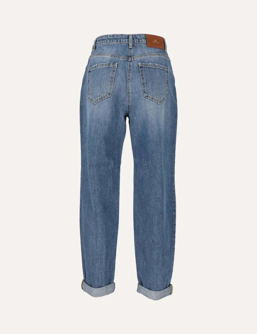 Elisabetta Franchi women's blue high waist straight leg jeans back