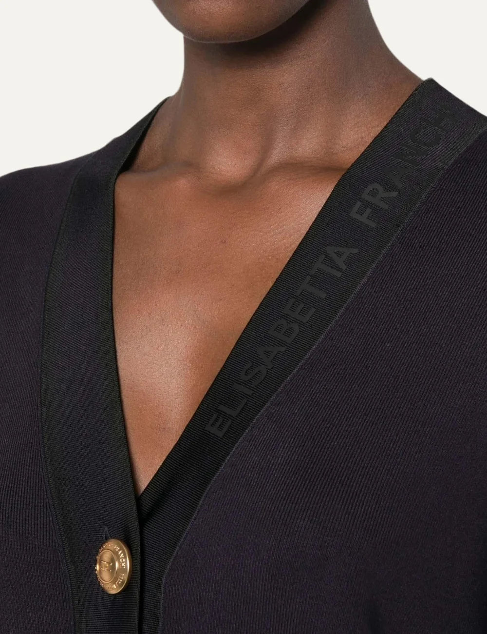 Elisabetta Franchi women's blue knit cardigan with gold buttons detail
