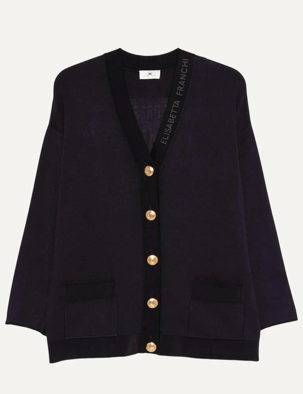 Elisabetta Franchi women's blue knit cardigan with gold buttons