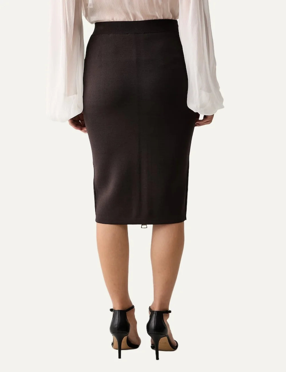 Elisabetta Franchi women's brown high waist pencil midi skirt with gold zip back