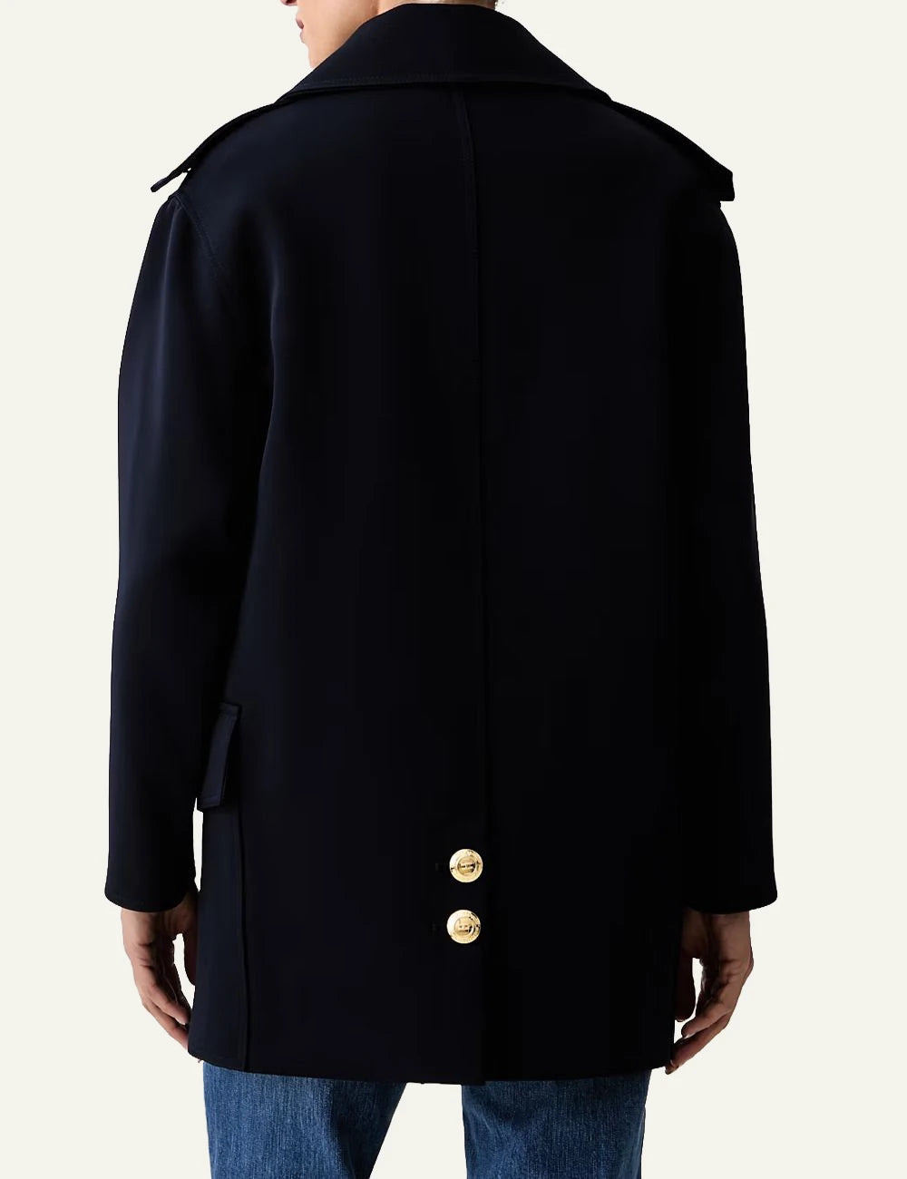 Women's Elisabetta Franchi dark blue double-breasted coat with gold buttons back