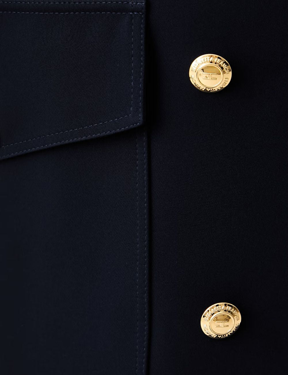 Women's Elisabetta Franchi dark blue double-breasted coat with gold buttons detail