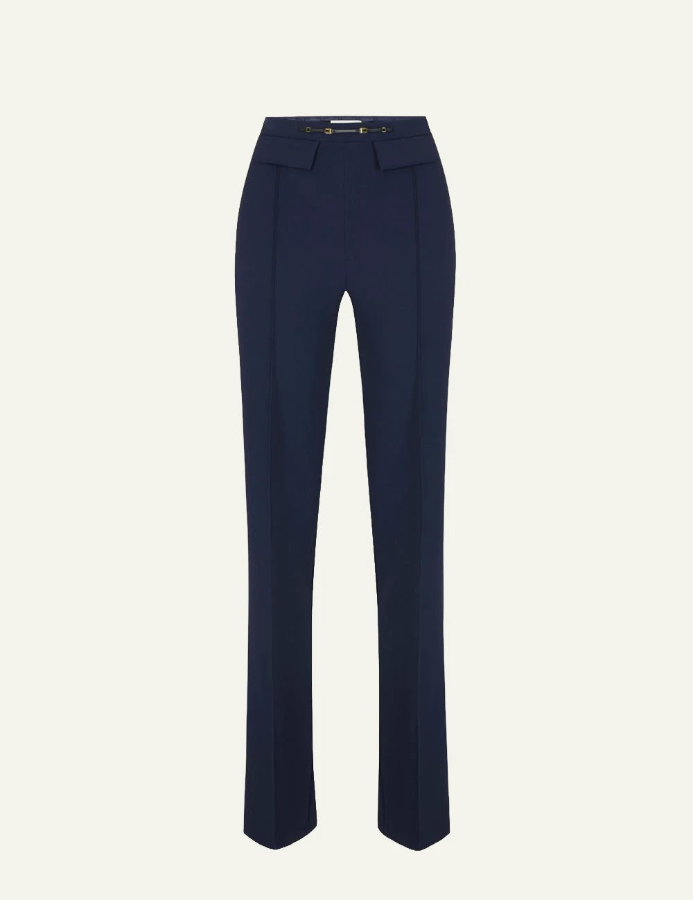 Women's Elisabetta Franchi dark blue slim fit palazzo trousers with logo horsebit