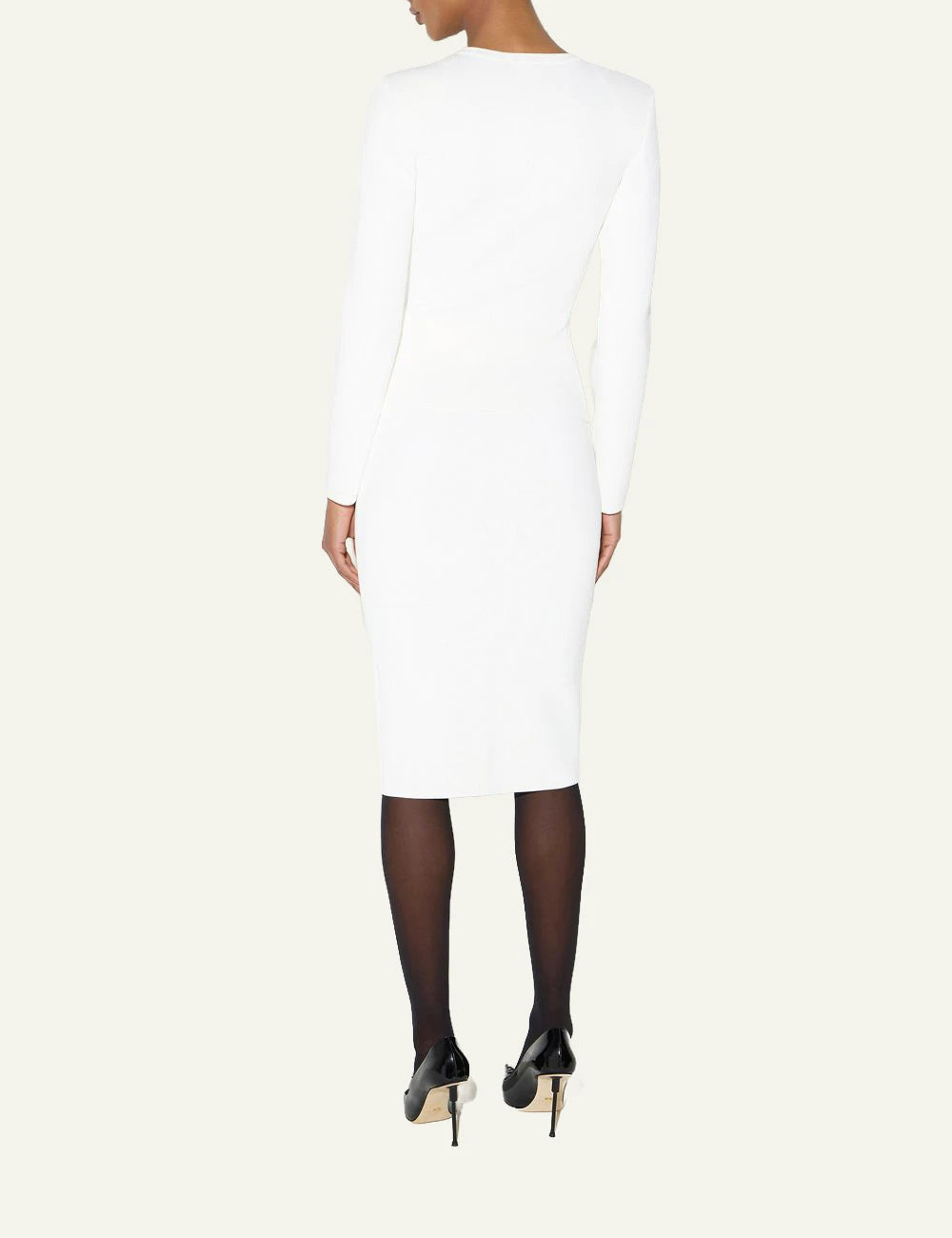 Women's Elisabetta Franchi white knit midi skirt with gold front zip back