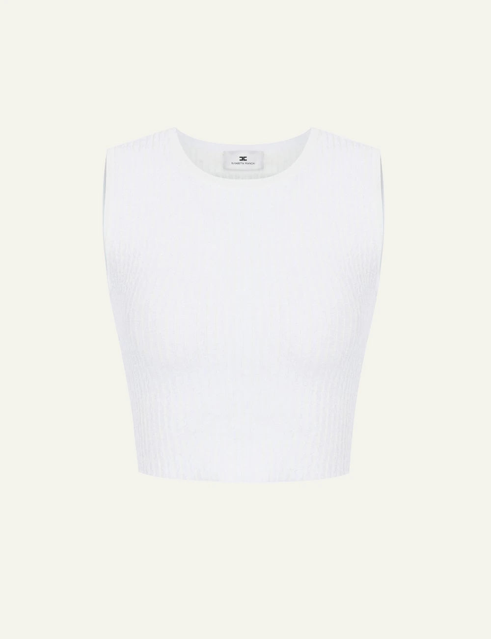 Women's Elisabetta Franchi white ribbed knit sleeveless top
