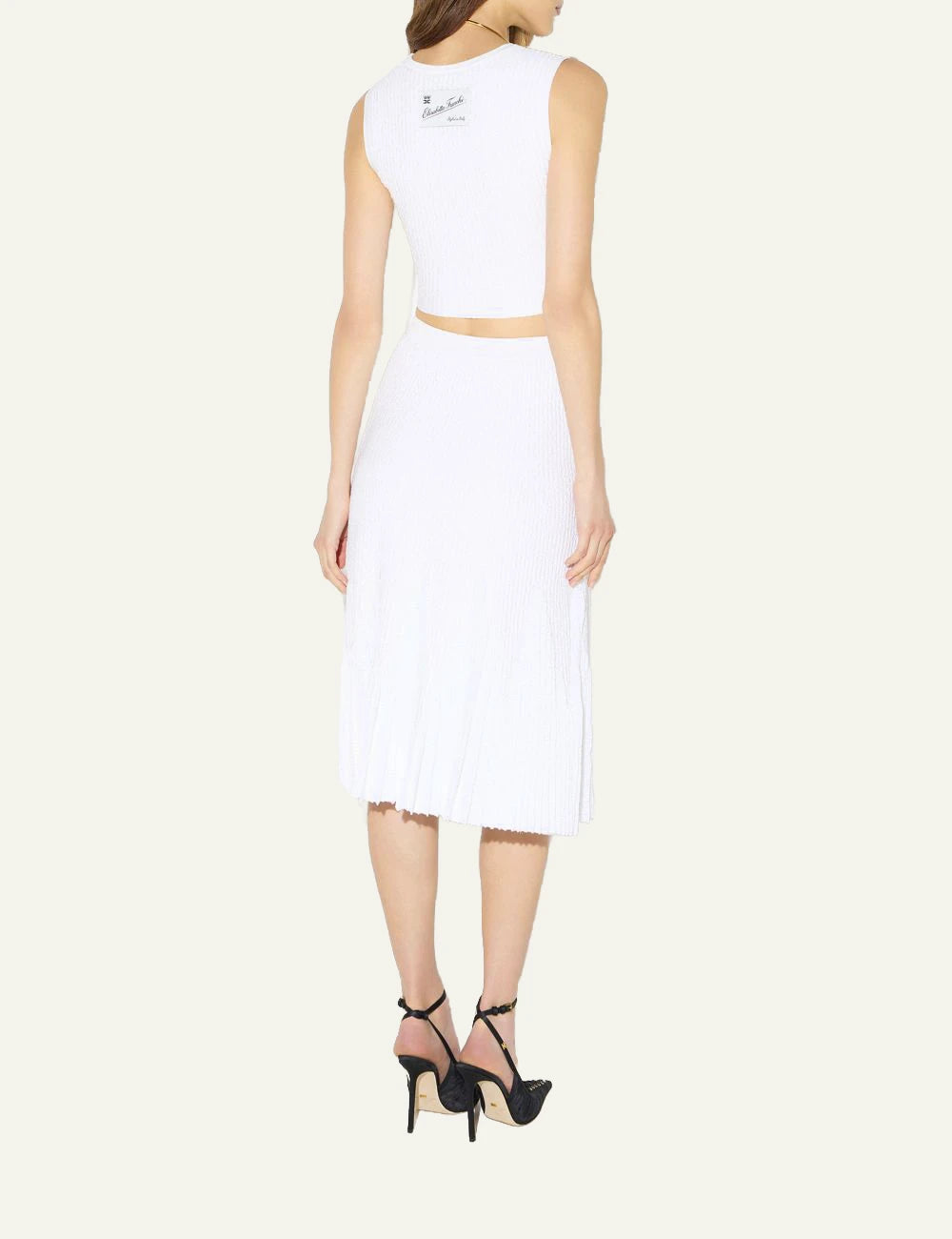 Women's Elisabetta Franchi white ribbed knit sleeveless top back