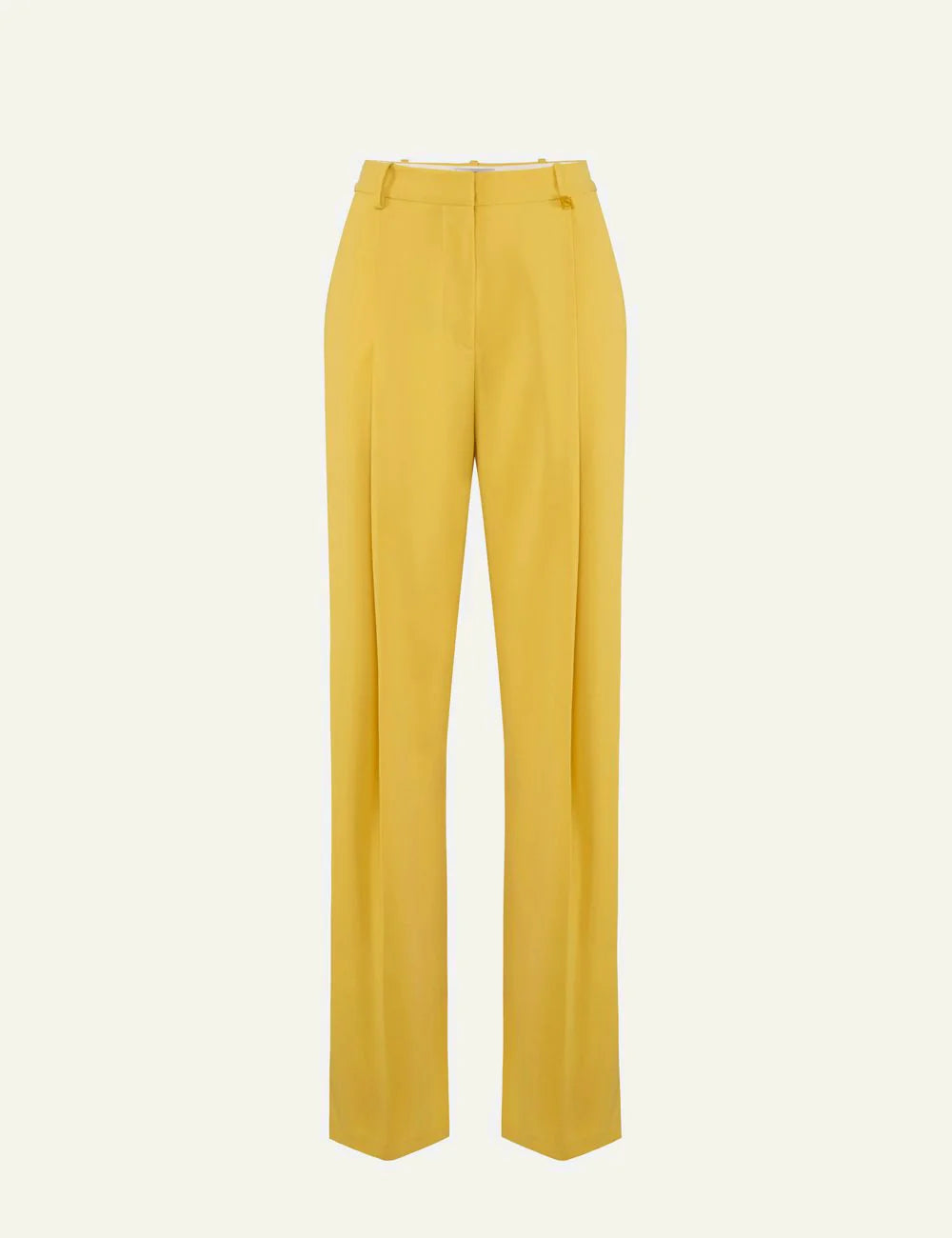 Elisabetta Franchi yellow crepe trousers regular fit front flat view