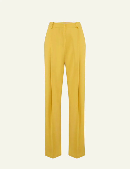 Elisabetta Franchi yellow crepe trousers regular fit front flat view