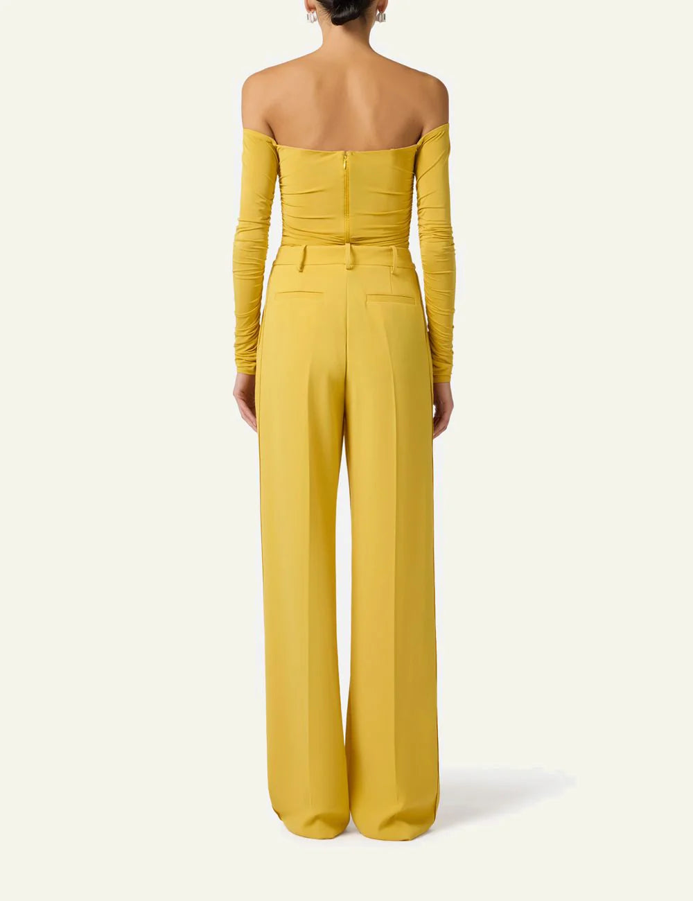 Elisabetta Franchi yellow crepe trousers regular fit back view