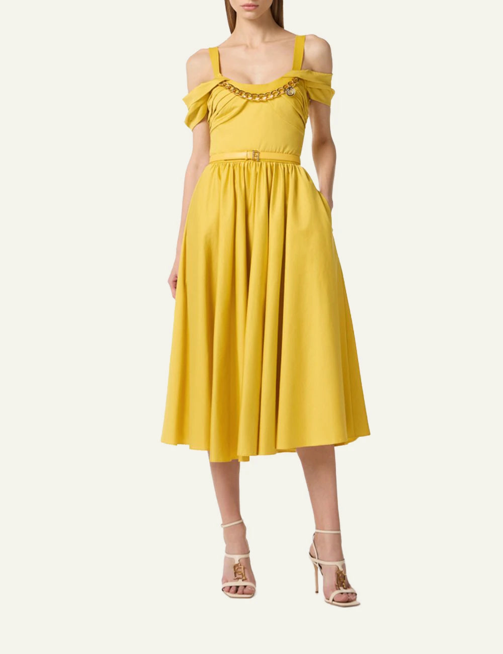 Elisabetta Franchi yellow dress worn look