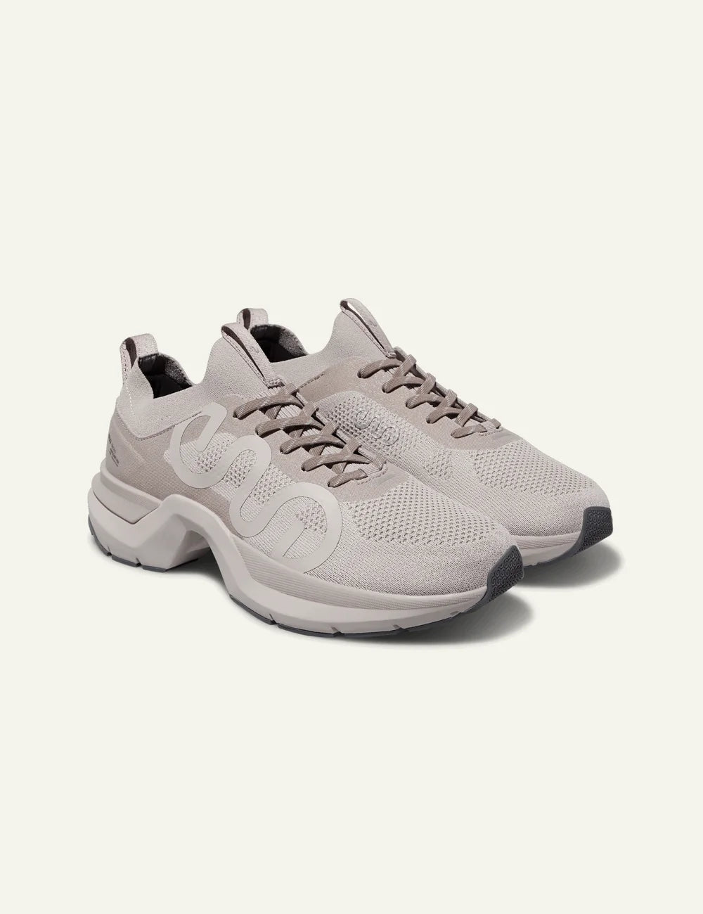 Ena Trexo Nest sneakers beige knit hybrid sole angled view