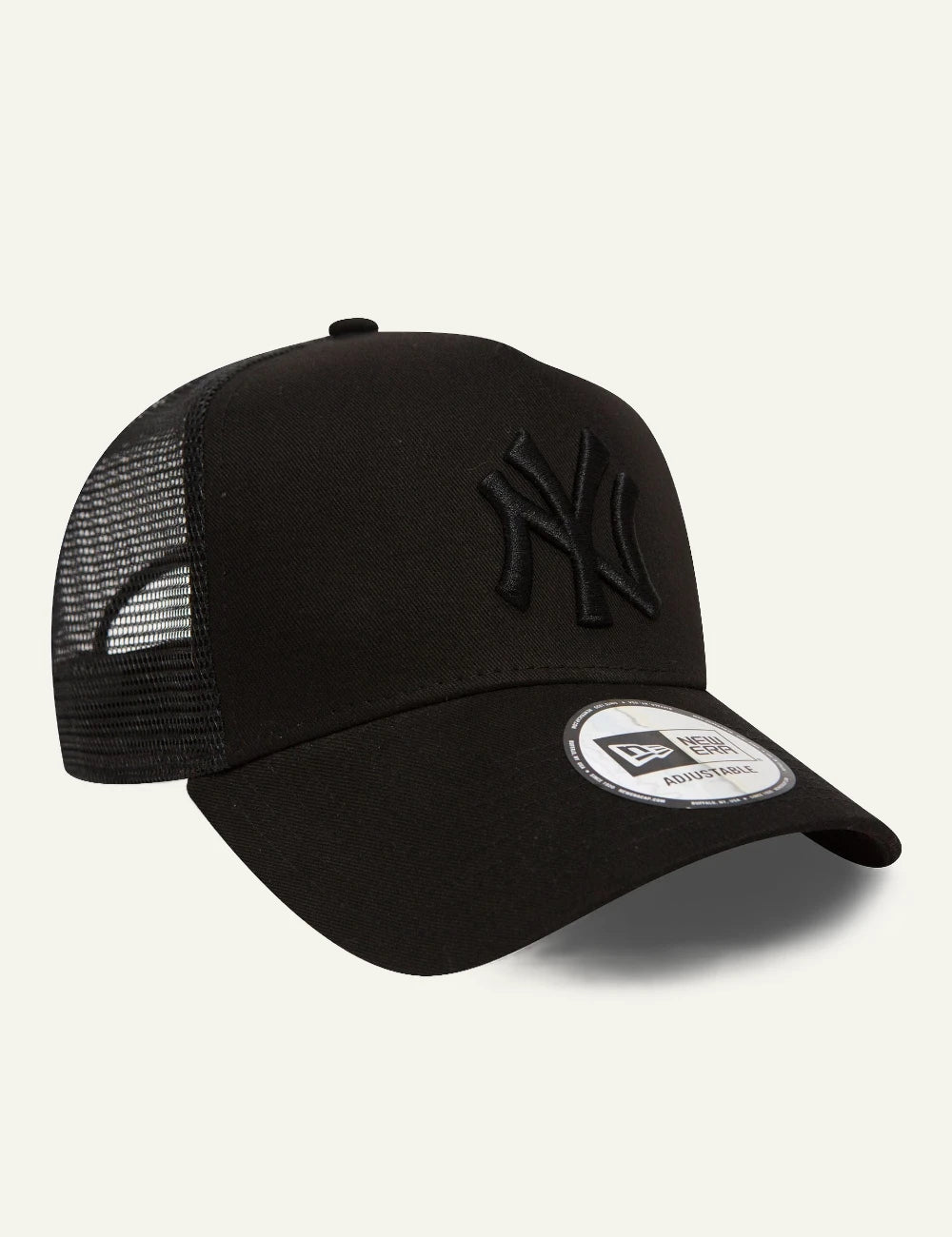 New Era NY Yankees cap black tonal trucker side view
