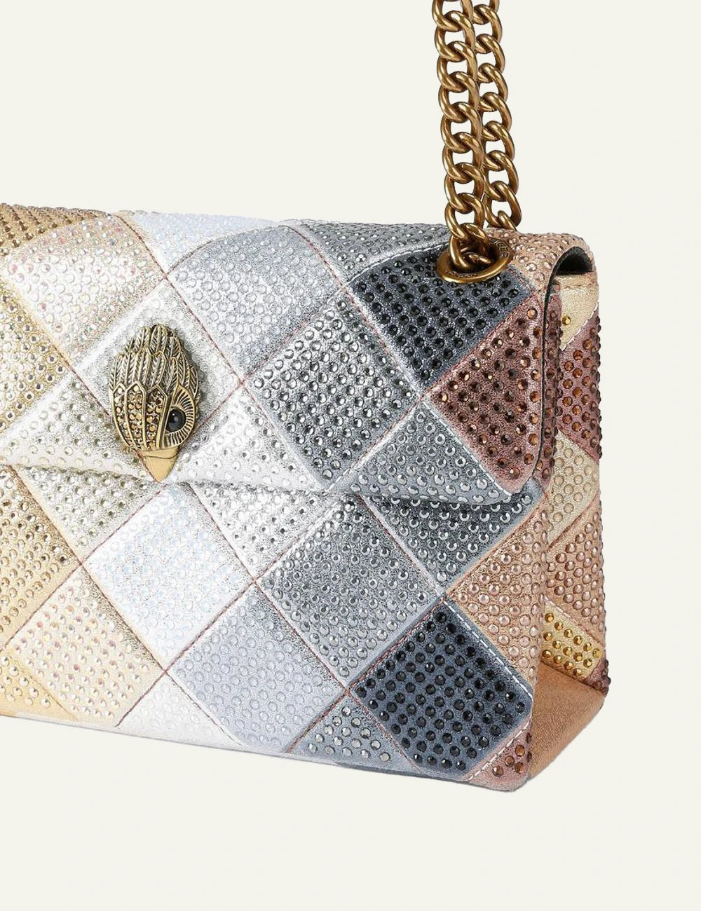 Kurt Geiger Medium Kensington sequin bag side detail with chain