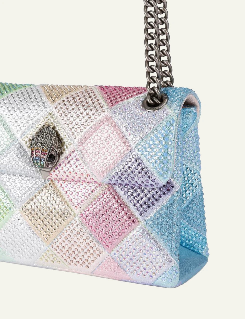Kurt Geiger Medium Kensington pastel crystal bag angled side detail