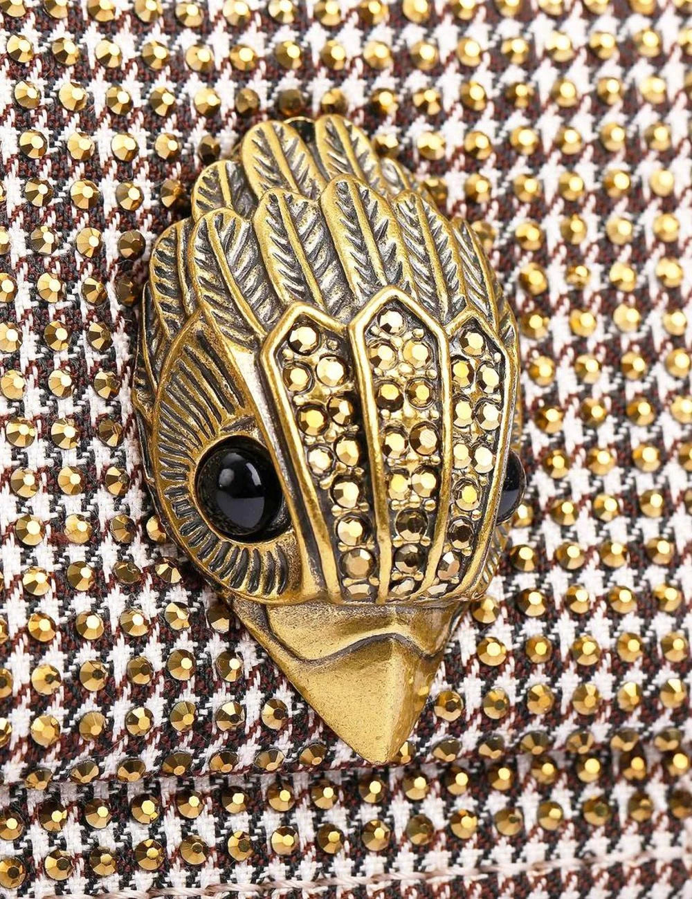 Λεπτομέρεια eagle head κούμπωμα Kurt Geiger Mini Kensington V με strass