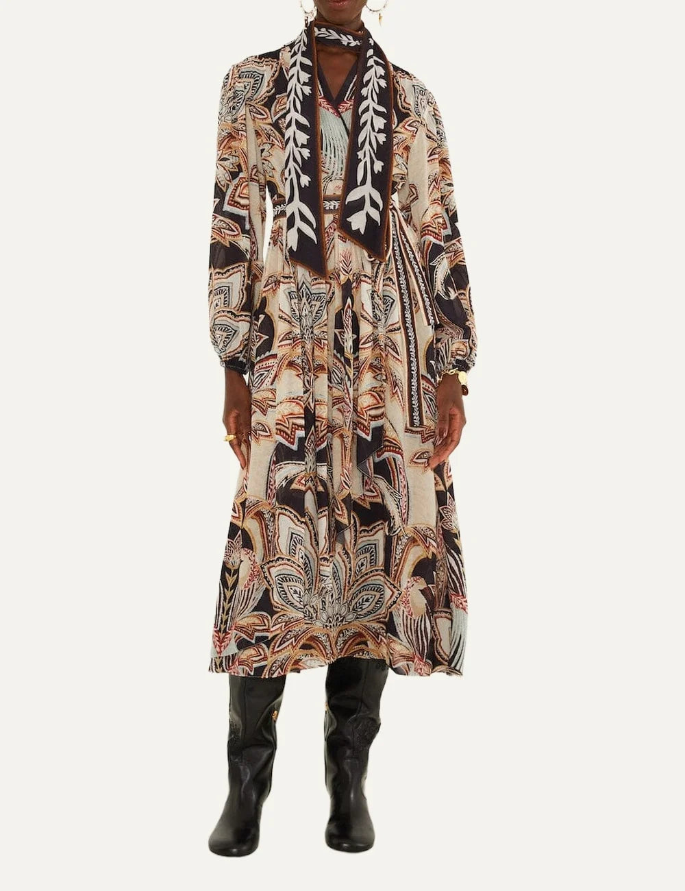 Farm Rio Women’s Multicolour Tapestry-Print Midi Dress full look