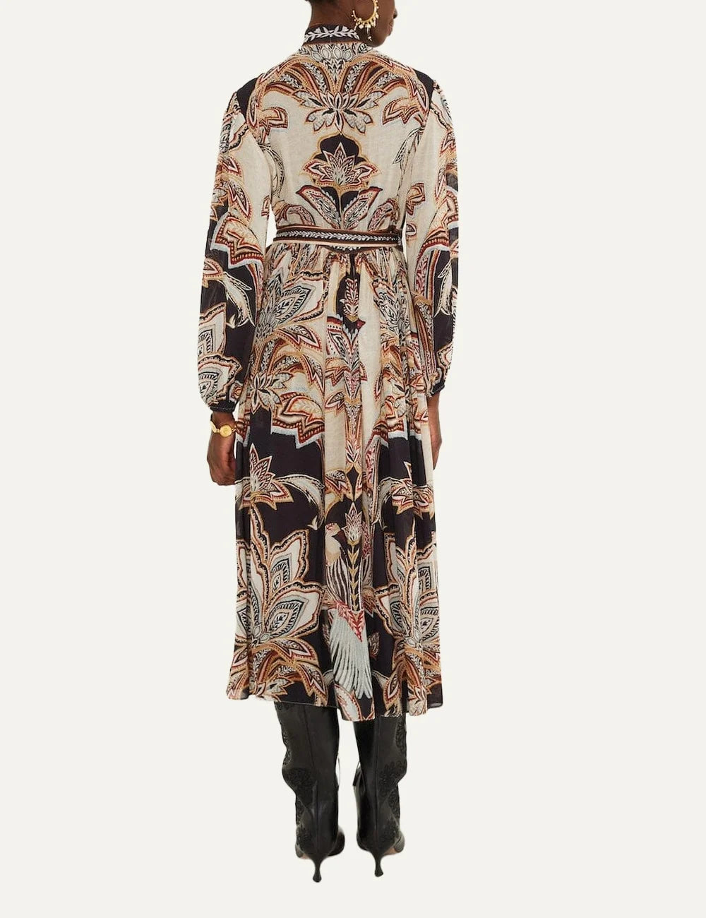 Farm Rio Women’s Multicolour Tapestry-Print Midi Dress back view