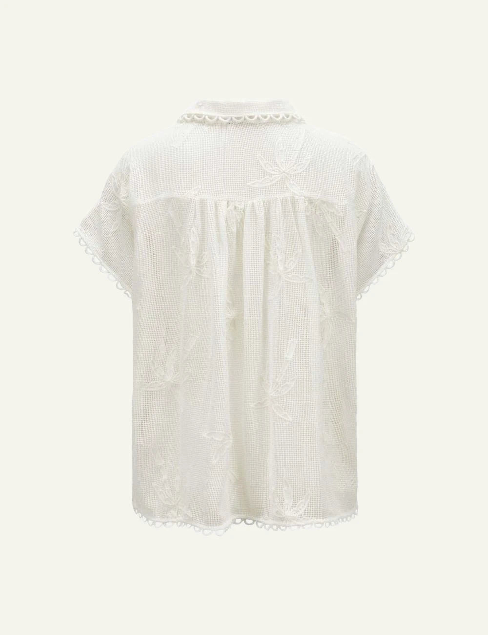 Farm Rio white palm trees shirt embroidery short sleeve back view