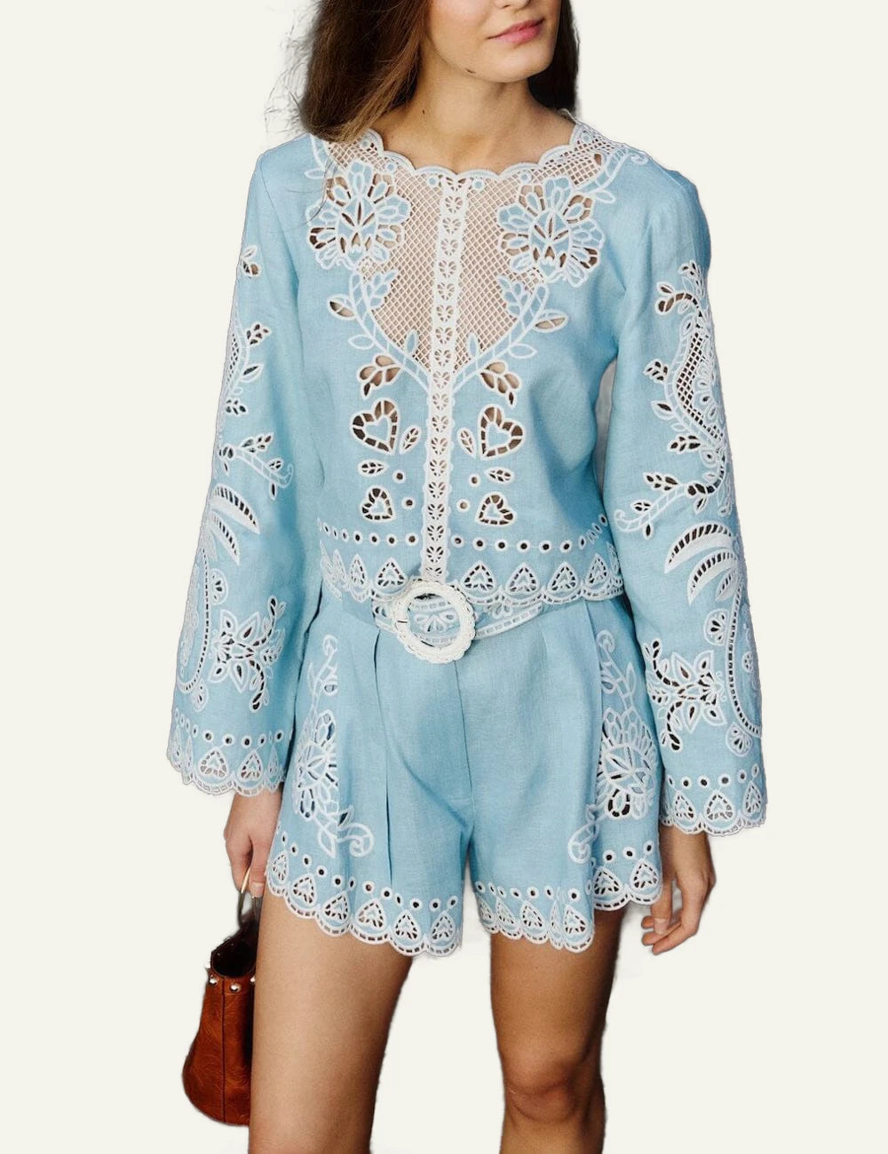 Farm Rio blue shorts front view