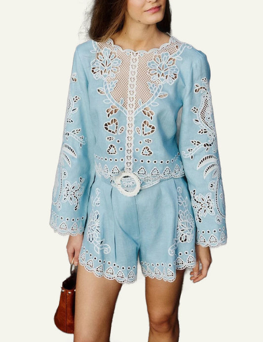 Farm Rio blue shorts front view