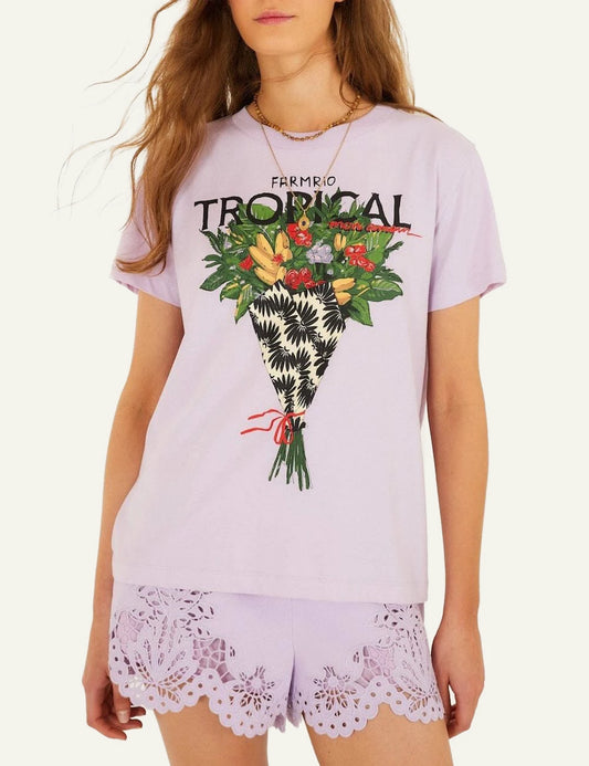 Farm Rio fit t-shirt pink front view