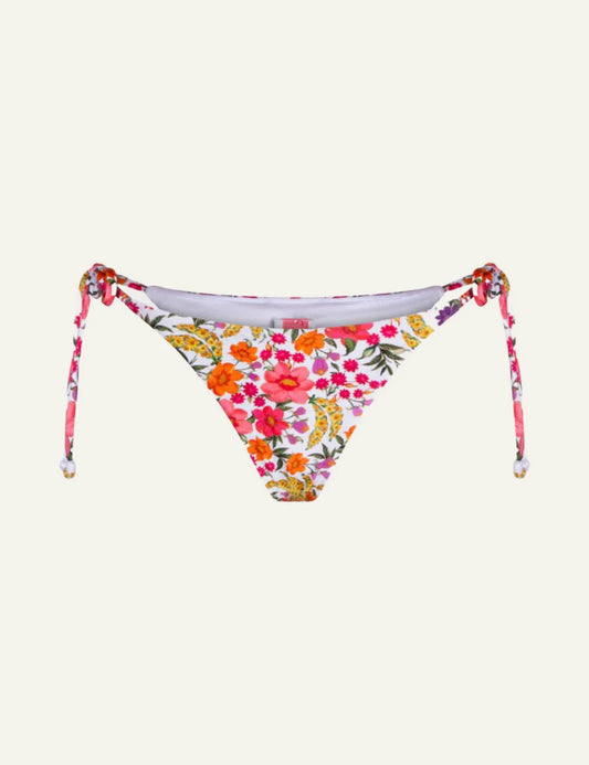 Farm Rio floral bikini bottom side tie colorful print front view